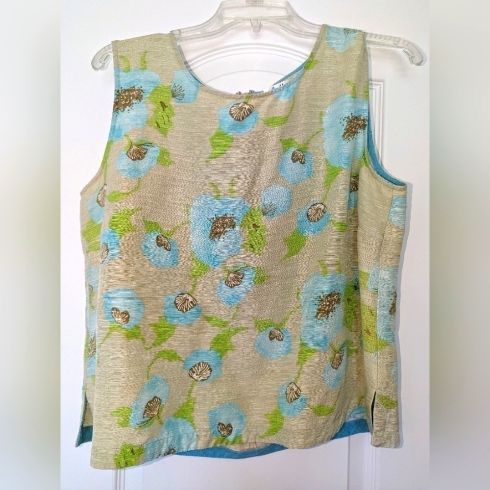 J. Marco set of  silk and linen summer tank blouse and skirt set. Size L…